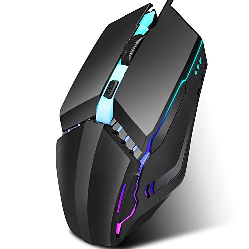 VBESTLIFE Kabelgebundene Gaming-Maus PC-Gaming-Mäuse Schwarze Computermäuse mit RGB-Hintergrundbeleuchtung Bunte leuchtende optische Gaming-Maus 4D Ergonomisches Design Computerteile Bild 6