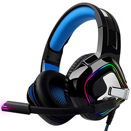 August EPG100 Gaming Kopfhörer für PC/PS4/Mac - Stereo Gaming Headset mit RGB-LED Licht Rauschunterdrückung Mikrofon 50mm Treiber Flip-Stummschaltung 4D Surround Sound 3,5mm Kabel–für Xbox One Bild 1