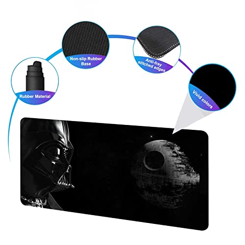 Mauspad XXL Star Wars Darth Vader, Mousepad mit genähten Kanten und Rutschfester Gummiunterseite, High-Speed-Oberfläche, Computer-Tastatur und Mäuse, Kombi-Pad Matte 39.7 x 80.1 cm Bild 3