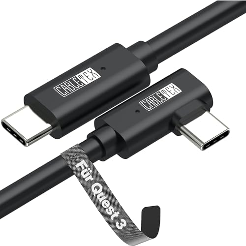 CABLETEX 5m Link Kabel für Meta Quest 3, Oculus Quest 2, PICO 4, PSVR2, Steam VR – USB 3.2 USB C Kabel für VR Headset und Gaming PC, 5 Gbit/s Datenübertragung Bild 1