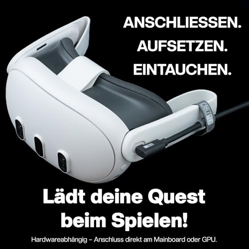 CABLETEX 5m Link Kabel für Meta Quest 3, Oculus Quest 2, PICO 4, PSVR2, Steam VR – USB 3.2 USB C Kabel für VR Headset und Gaming PC, 5 Gbit/s Datenübertragung Bild 2