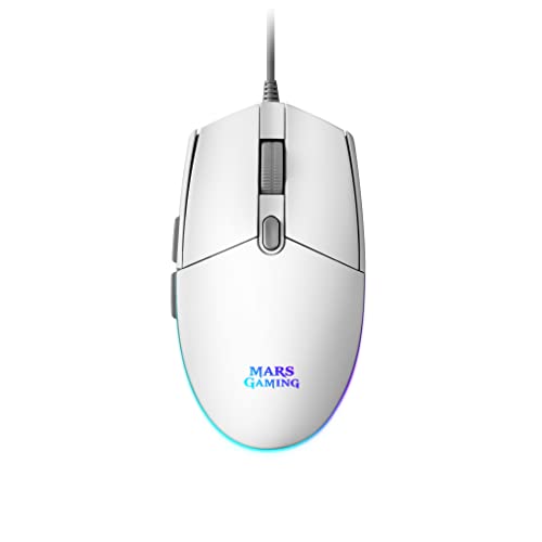 Mars Gaming Gaming MMGW, Weiße Gaming-Maus, RGB-Flow, Anti-Rutsch, Mac/Windows/Linux Bild 1