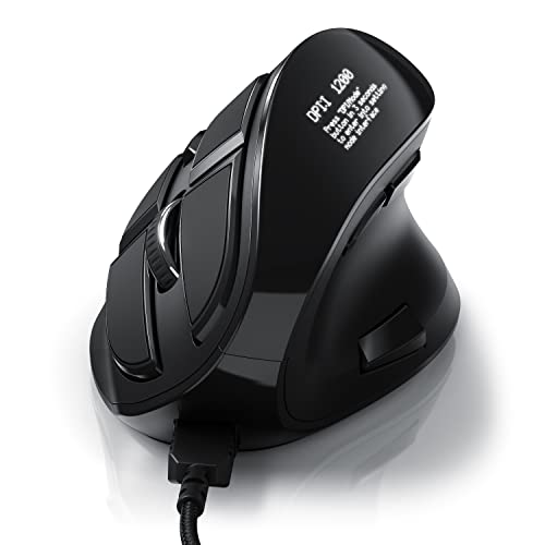 CSL - Gaming vertikale Maus mit OLED Display 2400 DPI - programmierbare Tasten - Office Mouse – mit Kabel - kabelgebunden - gegen Mausarm - mit Kailh Switche - Vertikalmaus ergonomisches Design Bild 1