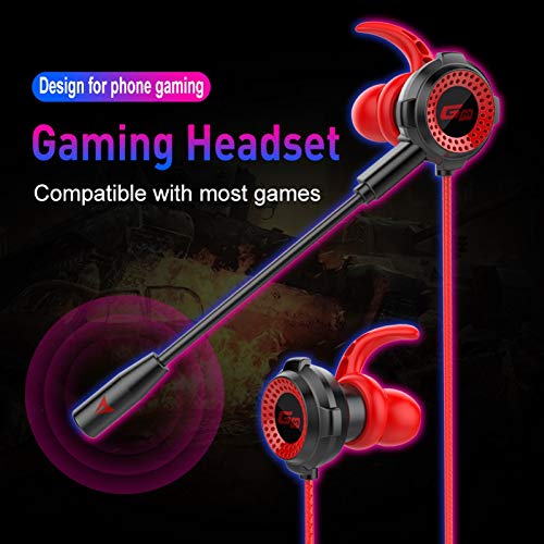 Gaming Headset, 3,5 mm Gaming Headset In-Ear Gaming Kopfhörer mit Mikrofon Universal Gaming Ohrhörer für mobile Gaming PS4 PC Xbox One Laptop Mac Schwarz Rot Bild 3