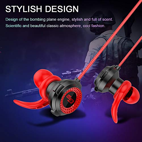 Gaming Headset, 3,5 mm Gaming Headset In-Ear Gaming Kopfhörer mit Mikrofon Universal Gaming Ohrhörer für mobile Gaming PS4 PC Xbox One Laptop Mac Schwarz Rot Bild 4