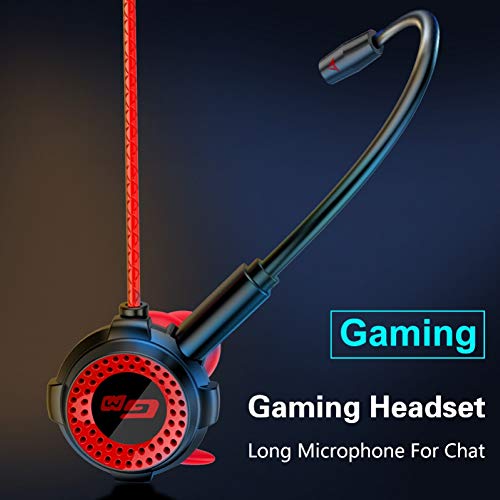 Gaming Headset, 3,5 mm Gaming Headset In-Ear Gaming Kopfhörer mit Mikrofon Universal Gaming Ohrhörer für mobile Gaming PS4 PC Xbox One Laptop Mac Schwarz Rot Bild 5