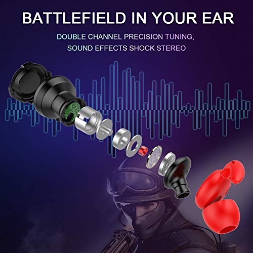 Gaming Headset, 3,5 mm Gaming Headset In-Ear Gaming Kopfhörer mit Mikrofon Universal Gaming Ohrhörer für mobile Gaming PS4 PC Xbox One Laptop Mac Schwarz Rot Bild 6