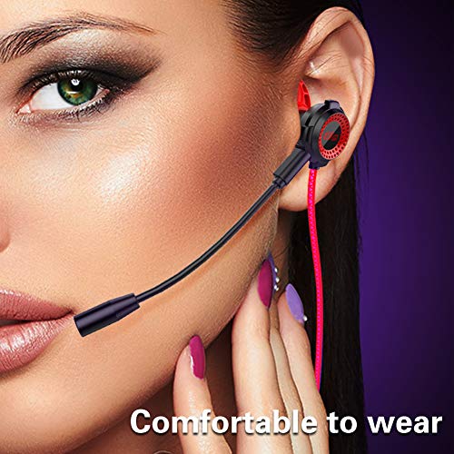 Gaming Headset, 3,5 mm Gaming Headset In-Ear Gaming Kopfhörer mit Mikrofon Universal Gaming Ohrhörer für mobile Gaming PS4 PC Xbox One Laptop Mac Schwarz Rot Bild 7