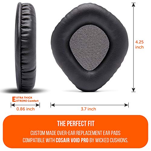 WC Upgraded Replacement Earpads for Corsair Void & Corsair Void Pro Wired & Wireless Gaming Headsets Made by Wicked Cushions | Improved Durability, Thickness, and Sound Isolation | (Black) Bild 3