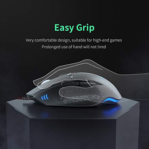 Gaming Maus 7200 DPI Einstellbarer USB RGB Led Gaming Mäuse für Große Hände, 8 Programmierbare PC Maus, Ergonomische Desktop Computer Laptop PC Gamer Gaming Mouse mit 1,67m Geflochtenen Kabel Bild 5