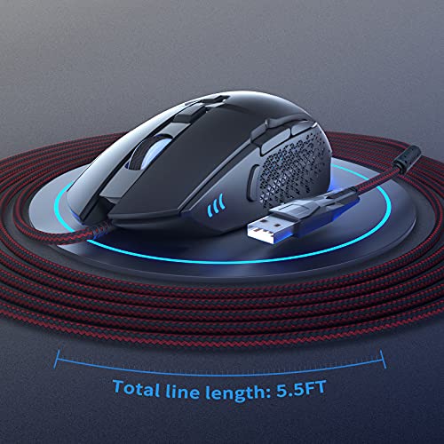 Gaming Maus 7200 DPI Einstellbarer USB RGB Led Gaming Mäuse für Große Hände, 8 Programmierbare PC Maus, Ergonomische Desktop Computer Laptop PC Gamer Gaming Mouse mit 1,67m Geflochtenen Kabel Bild 6