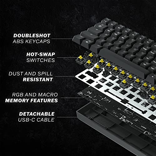 HK Gaming GK61 mechanische 60 Prozent Tastatur | 61 programmierbare Tasten mit RGB Beleuchtung | Kompatibel mit Windows PC & Mac | QWERTY Layout | Hotswap Gateron Optical Silver Switches | Rot Bild 5