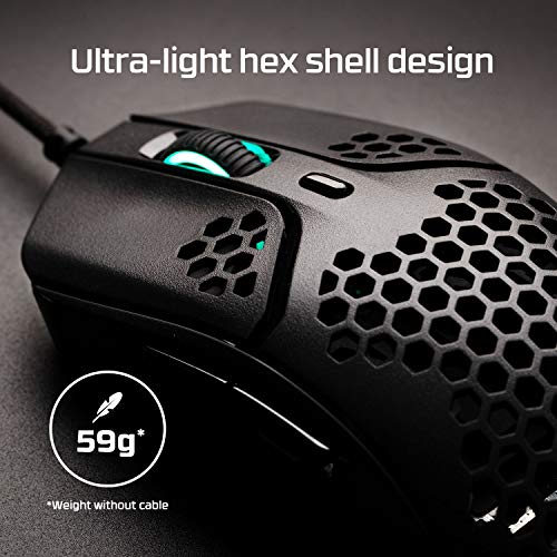 HyperX Pulsefire Haste Gaming-Maus – Ultraleicht, 59g, Wabenschale, Hex-Design, HyperFlex-Kabel, bis zu 16.000 DPI, 6 programmierbare Tasten Bild 2