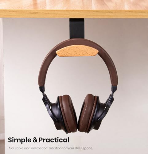 GGF Headset Halterung mit 6cm Breiter Kopfstütze aus Buche,Kopfhörer Ständer mit 3M Klebeband und Schraube,Kopfhörer Halter für Over Ear und Gaming Bild 2