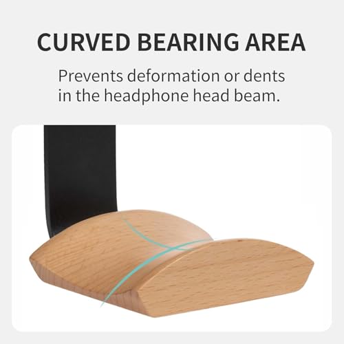 GGF Headset Halterung mit 6cm Breiter Kopfstütze aus Buche,Kopfhörer Ständer mit 3M Klebeband und Schraube,Kopfhörer Halter für Over Ear und Gaming Bild 3