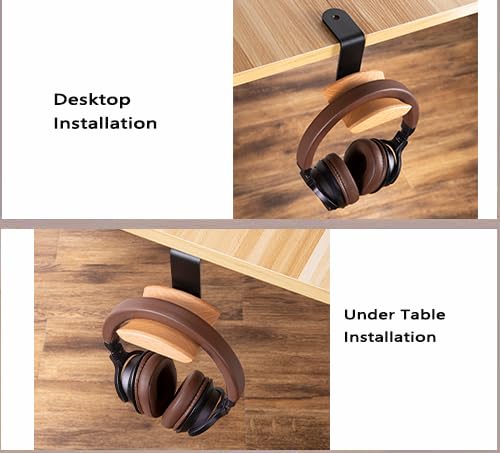 GGF Headset Halterung mit 6cm Breiter Kopfstütze aus Buche,Kopfhörer Ständer mit 3M Klebeband und Schraube,Kopfhörer Halter für Over Ear und Gaming Bild 4