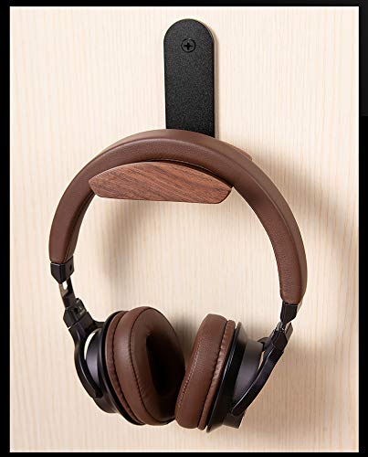 Headset Halterung mit 6cm Breiter Kopfstütze aus Nussbaum,Kopfhörer Ständer mit 3M Klebeband und Schraube Headphone Holder für Over Ear und Gaming, Geeignet für Tisch,Vitrine Bild 2