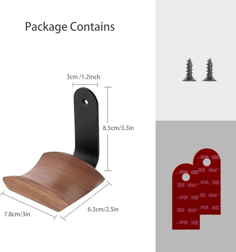 Headset Halterung mit 6cm Breiter Kopfstütze aus Nussbaum,Kopfhörer Ständer mit 3M Klebeband und Schraube Headphone Holder für Over Ear und Gaming, Geeignet für Tisch,Vitrine Bild 5
