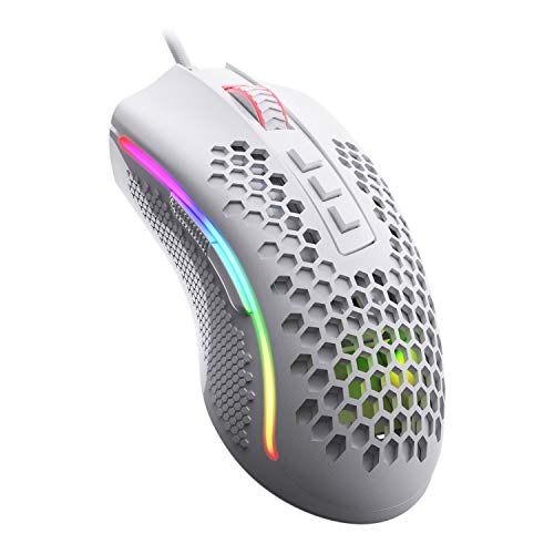 Redragon M808 Storm Leichtgewicht RGB Gaming Maus, 85g Ultraleichte Waben Design - 12.400 DPI Optischer Sensor - 7 Programmierbare Tasten - Präzise Registrierung - Super-Light-Kabel (Weiß) Bild 1