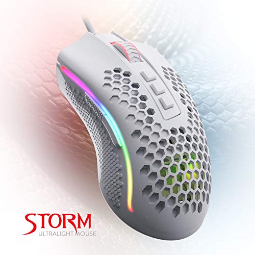 Redragon M808 Storm Leichtgewicht RGB Gaming Maus, 85g Ultraleichte Waben Design - 12.400 DPI Optischer Sensor - 7 Programmierbare Tasten - Präzise Registrierung - Super-Light-Kabel (Weiß) Bild 2