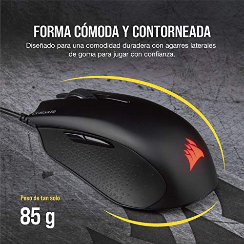 Corsair Corsar Harpoon PRO RGB FPS/MOBA-Optisch-Gaming-Maus (12.000DPI Optisch Sensor, Leicht, 6 vollständig programmierbare Tasten) schwarz & MM100 Gaming Mauspad (Medium, Tuchfläche) schwarz Bild 4