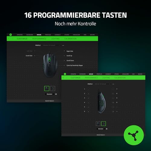 Razer Naga X - Kabelgebundene Gaming Maus mit 16 programmierbaren Tasten für PC/Mac (Optische Maus Switches, optischer 5G-Sensor, Speedflex-Kabel, Chroma RGB Beleuchtung) Schwarz Bild 2
