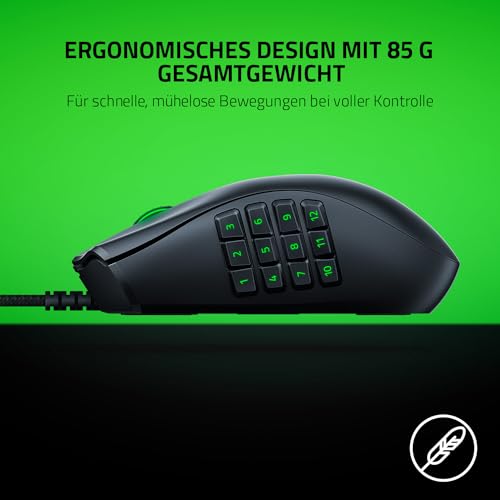 Razer Naga X - Kabelgebundene Gaming Maus mit 16 programmierbaren Tasten für PC/Mac (Optische Maus Switches, optischer 5G-Sensor, Speedflex-Kabel, Chroma RGB Beleuchtung) Schwarz Bild 3
