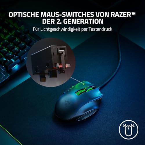 Razer Naga X - Kabelgebundene Gaming Maus mit 16 programmierbaren Tasten für PC/Mac (Optische Maus Switches, optischer 5G-Sensor, Speedflex-Kabel, Chroma RGB Beleuchtung) Schwarz Bild 4