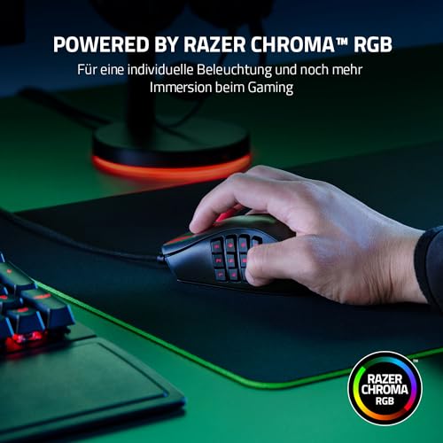 Razer Naga X - Kabelgebundene Gaming Maus mit 16 programmierbaren Tasten für PC/Mac (Optische Maus Switches, optischer 5G-Sensor, Speedflex-Kabel, Chroma RGB Beleuchtung) Schwarz Bild 6