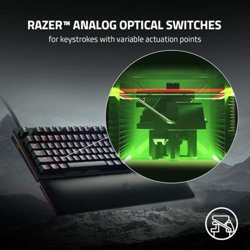 Razer Huntsman V2 Analog - Premium Gaming Tastatur mit analogen optischen Schaltern (ergonomische Handgelenkauflage, Digitale Drehsteuerung, 4 Medientasten, RGB-Chroma) UK-Layout | Schwarz Bild 2