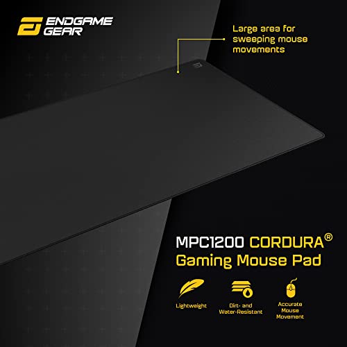 ENDGAME GEAR MPC 1200 Cordura XXXL Gaming Mauspad 120 x 60cm - Fransenfreie Ränder - Cordura Gewebe - Ergibt Ausgezeichnete Gleiteigenschaften - rutschfeste Unterseite – Stealth Edition - Schwarz Bild 2