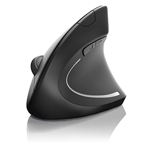 CSL Optische Wireless kabellos Funk Maus, Bluetooth + 2,4 Ghz Funk - vertikale Ausführung, Ergonomisches Design, Vorbeugung gegen Mausarm Tennisarm, Besonders armschonend, 5 Tasten schwarz Bild 1