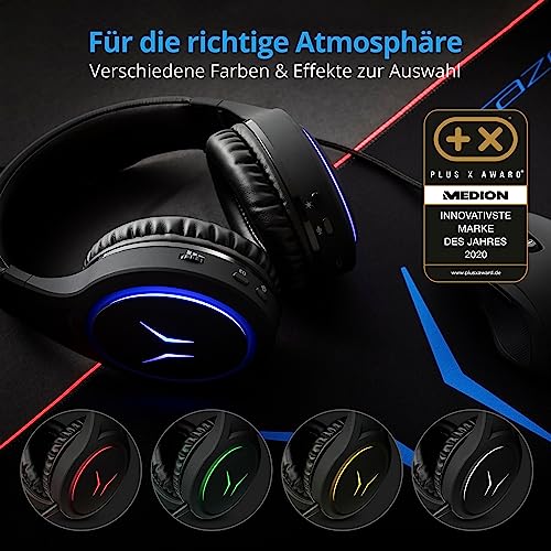 MEDION ERAZER Mage X10 Gaming Headset Wireless (RGB-Beleuchtung, integrierter Akku, integriertes Mikrofon, Over Ear, USB, 3,5 mm) Bild 2
