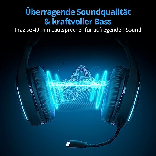 MEDION ERAZER Mage X10 Gaming Headset Wireless (RGB-Beleuchtung, integrierter Akku, integriertes Mikrofon, Over Ear, USB, 3,5 mm) Bild 4