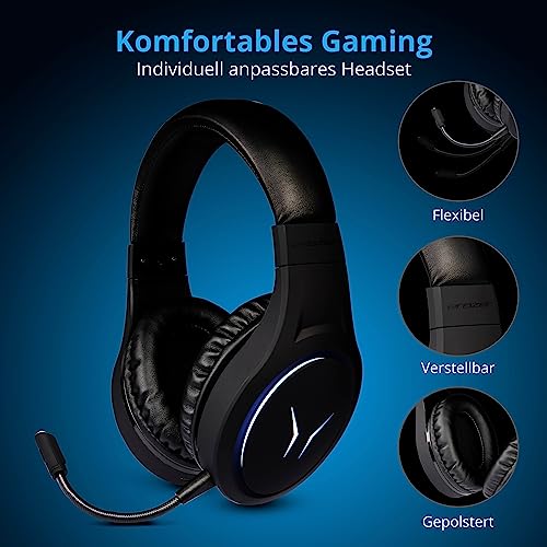 MEDION ERAZER Mage X10 Gaming Headset Wireless (RGB-Beleuchtung, integrierter Akku, integriertes Mikrofon, Over Ear, USB, 3,5 mm) Bild 5