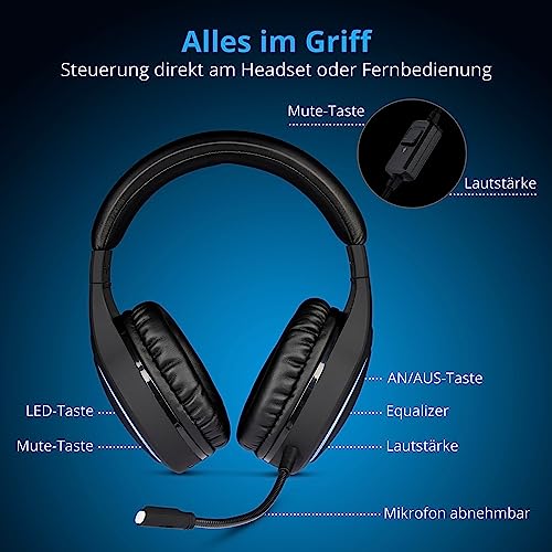 MEDION ERAZER Mage X10 Gaming Headset Wireless (RGB-Beleuchtung, integrierter Akku, integriertes Mikrofon, Over Ear, USB, 3,5 mm) Bild 6