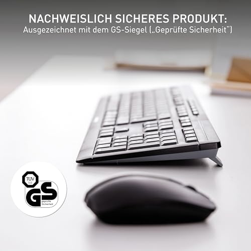CHERRY Stream Desktop, Kabelloses Tastatur- und Maus-Set, Deutsches Layout (QWERTZ), 2,4 GHz Funk, Leiser Tastenanschlag, Batteriebetrieben, Weiß-Grau Bild 6