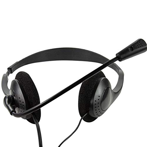 BIGtec Headset mit Mikrofon Stereo 2X Klinke 3,5mm Anschluß, leicht, verstellbar, Flexibler Mikro Arm, Lautstärkeregler 1,8m Kabel PC Computer Laptop Gaming Büro Home Office Bild 5