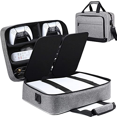 ZtotopCases Tasche Kompatibel mit für Disk/Digital Edition Konsole, Reisetasche für Konsole, Controller, Spiel-Discs, Gaming-Headset und anderes Zubehör – Grau Bild 1