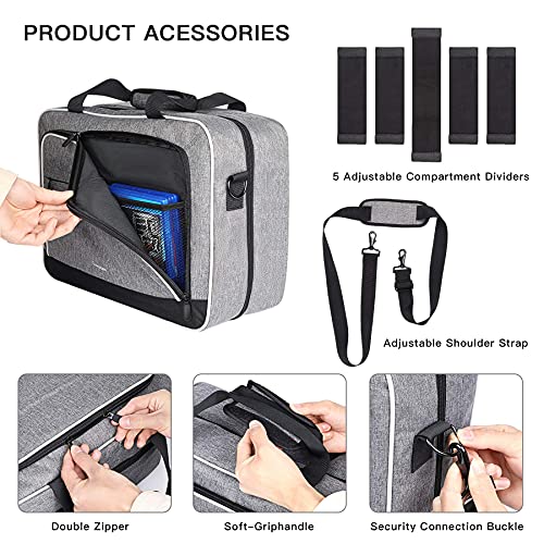 ZtotopCases Tasche Kompatibel mit für Disk/Digital Edition Konsole, Reisetasche für Konsole, Controller, Spiel-Discs, Gaming-Headset und anderes Zubehör – Grau Bild 4