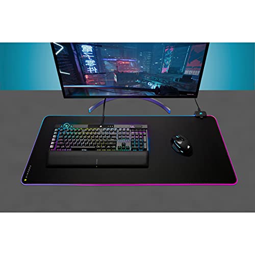 Corsair MM700 Extended Cloth Gaming-Mauspad, 930mm x 400mm, 360° RGB-Beleuchtung, Zwei USB-Port-Hub, Dickes Gummi, Schwarz Bild 2