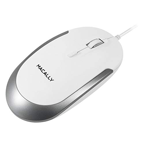 Macally Ucdynamouse-W, USB-C Silent Click Maus mit 3 Tasten und Scrollrad, optisch mit Kabel, weiß/Space Gray Bild 2