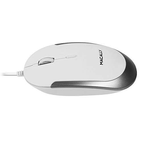 Macally Ucdynamouse-W, USB-C Silent Click Maus mit 3 Tasten und Scrollrad, optisch mit Kabel, weiß/Space Gray Bild 3