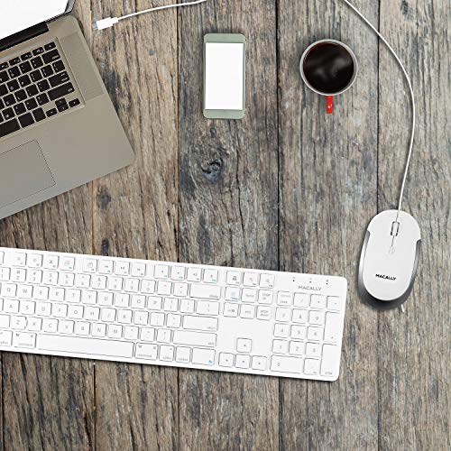 Macally Ucdynamouse-W, USB-C Silent Click Maus mit 3 Tasten und Scrollrad, optisch mit Kabel, weiß/Space Gray Bild 7