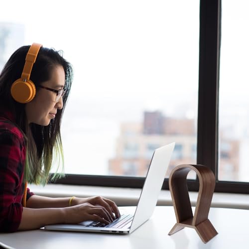 Cabilock Kopfhörerständer aus Walnussholz Headset-präsentationsständer Modernes Design Passt zu Over-Ear-headsets und Gaming-kopfhörern für Zuhause Büro und Headset-Shops Bild 6