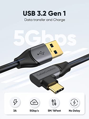 Kompatibel mit Quest 2 Link Kabel 5M, CableCreation USB 3.2 Gen1 auf USB C Kabel 5 Gbps, Link Kable VR Kompatibel mit Oculus Quest 2/Pico Virtual Reality Headsets Gaming PC, 16 FT Bild 3