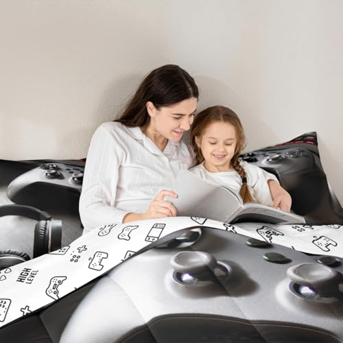 Feelyou Gaming-Bettwäsche-Set für Jungen, Game-Controller, Tröster für Kinder, Mädchen, Teenager, modernes Gamer-Headset, Tröster-Set, Jugendkonsole, Videospiel, Dekor, Bettwäsche-Set mit 1 Bild 6