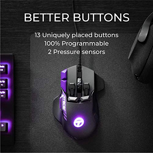Swiftpoint Tracer Wired Gaming Mouse: 13 Programmable Buttons, 2 Pressure Sensors, Side Buttons, 12000 DPI, Mechanical Switches, Onboard Memory, 16 Game Profiles, RGB, Purple/Black, PC & Mac Gamers Bild 3