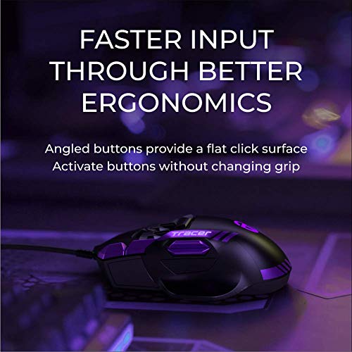 Swiftpoint Tracer Wired Gaming Mouse: 13 Programmable Buttons, 2 Pressure Sensors, Side Buttons, 12000 DPI, Mechanical Switches, Onboard Memory, 16 Game Profiles, RGB, Purple/Black, PC & Mac Gamers Bild 4