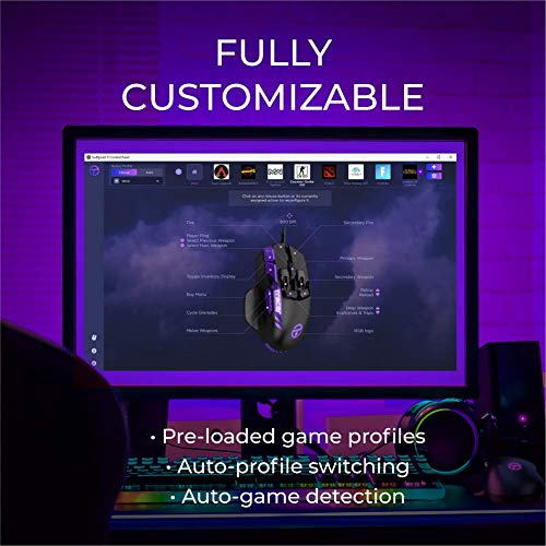 Swiftpoint Tracer Wired Gaming Mouse: 13 Programmable Buttons, 2 Pressure Sensors, Side Buttons, 12000 DPI, Mechanical Switches, Onboard Memory, 16 Game Profiles, RGB, Purple/Black, PC & Mac Gamers Bild 5